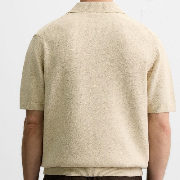 ZARA TEXTURED KNIT POLO SHIRT - Picture 7 of 9